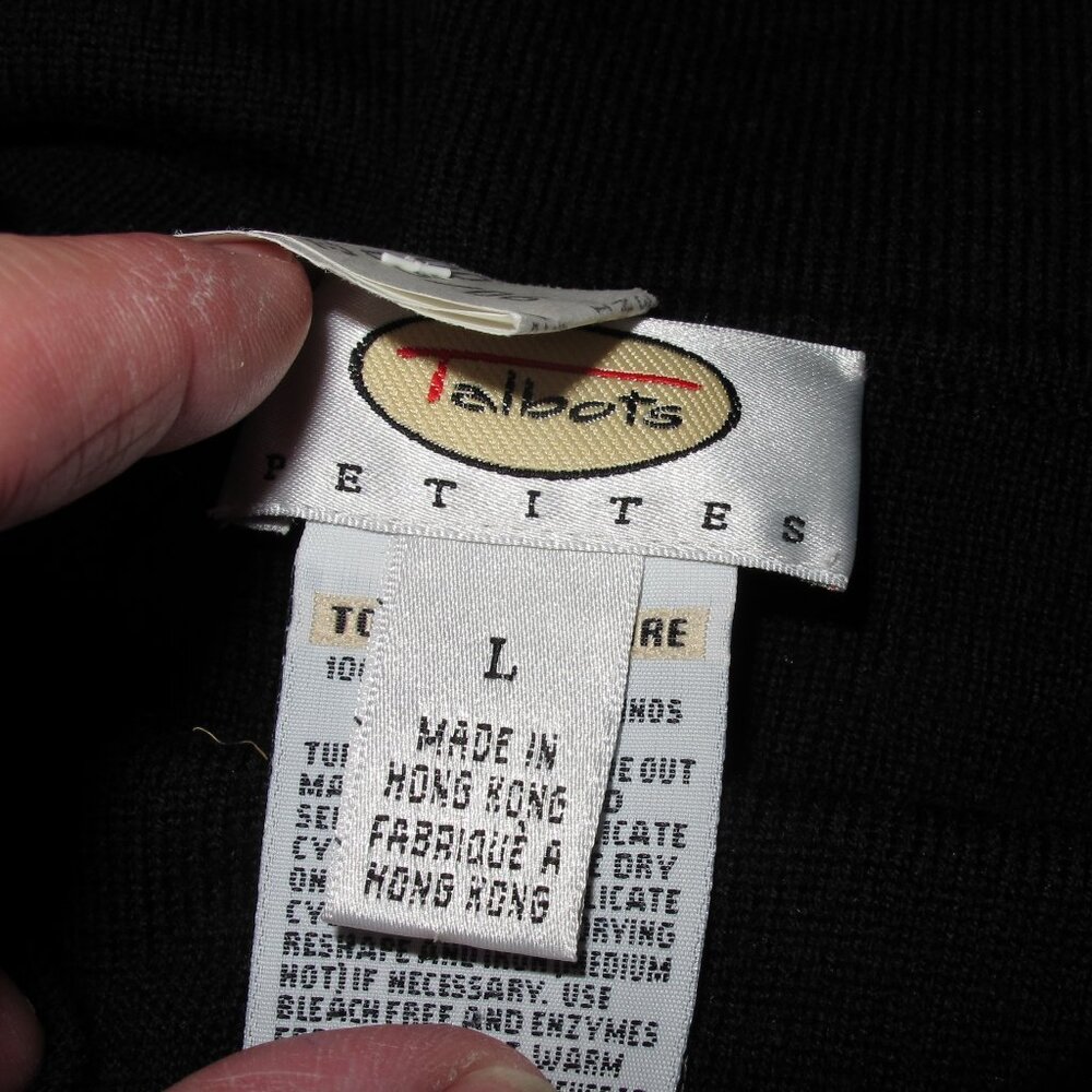 Talbot’s Black Merino Wool Split Neck Sweater Pl - image 3